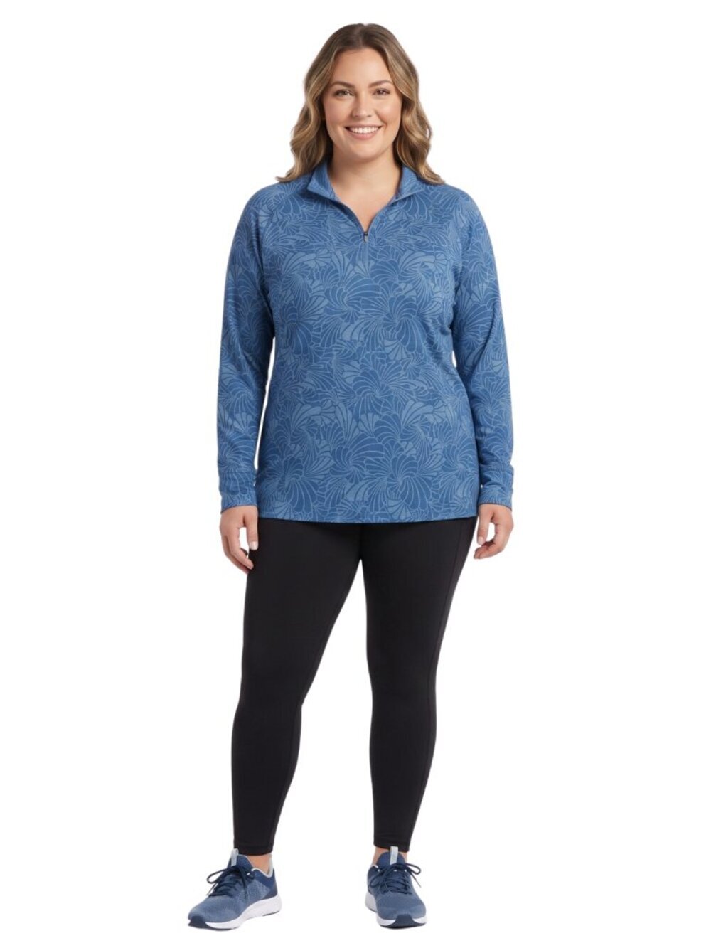 Reel Legends Performance Outfitters Blue Coastal Shell Quarter Zip Shirt XL